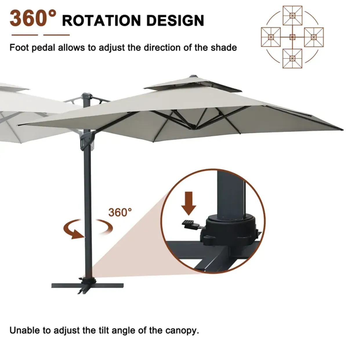 MONDAWE 10 ft. Square Offset Cantilever Outdoor Patio Umbrella