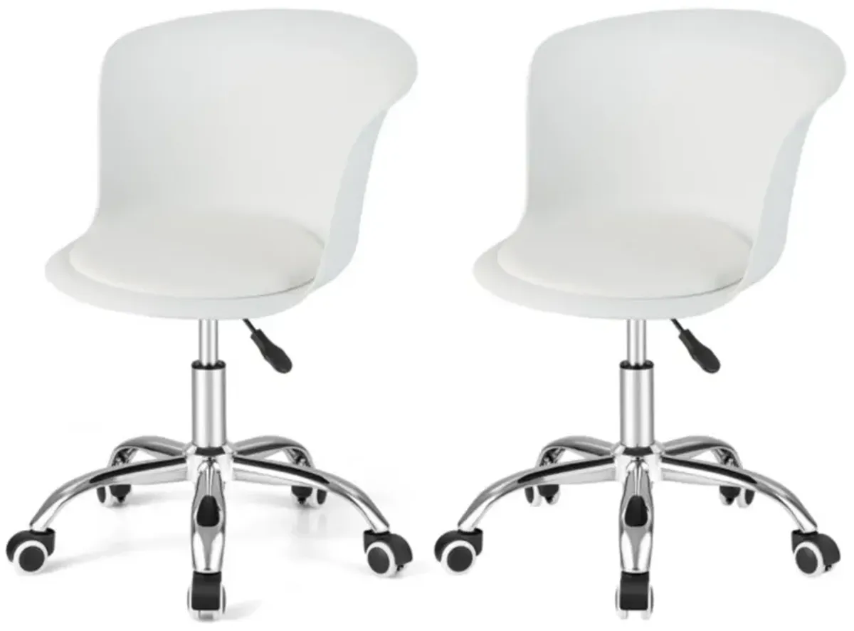 Hivvago Set of 2 Office Desk Chair with Ergonomic Backrest and Soft Padded PU Leather Seat