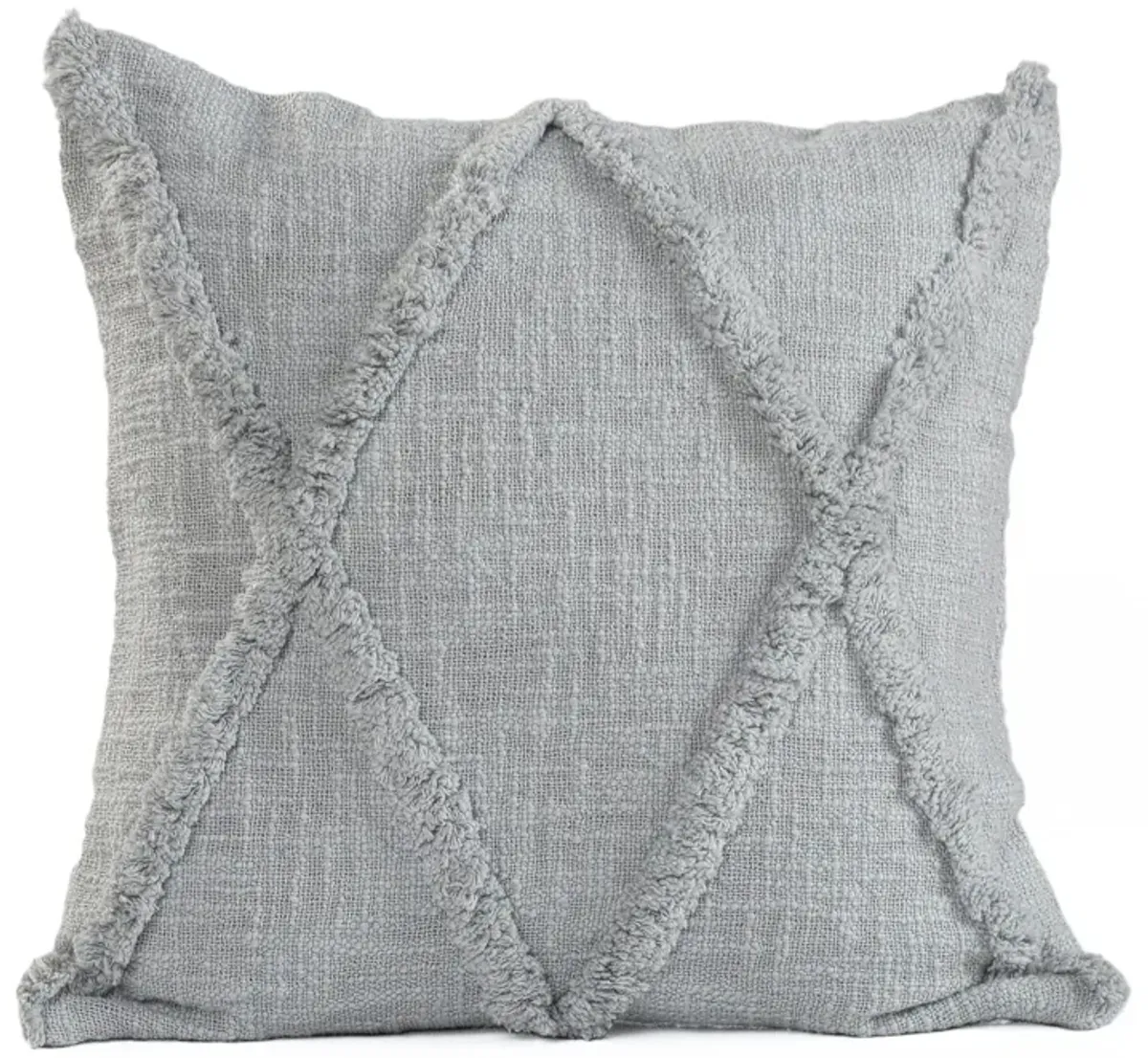 18" Gray Hand Woven Diamond Tufted Square Throw Pillow