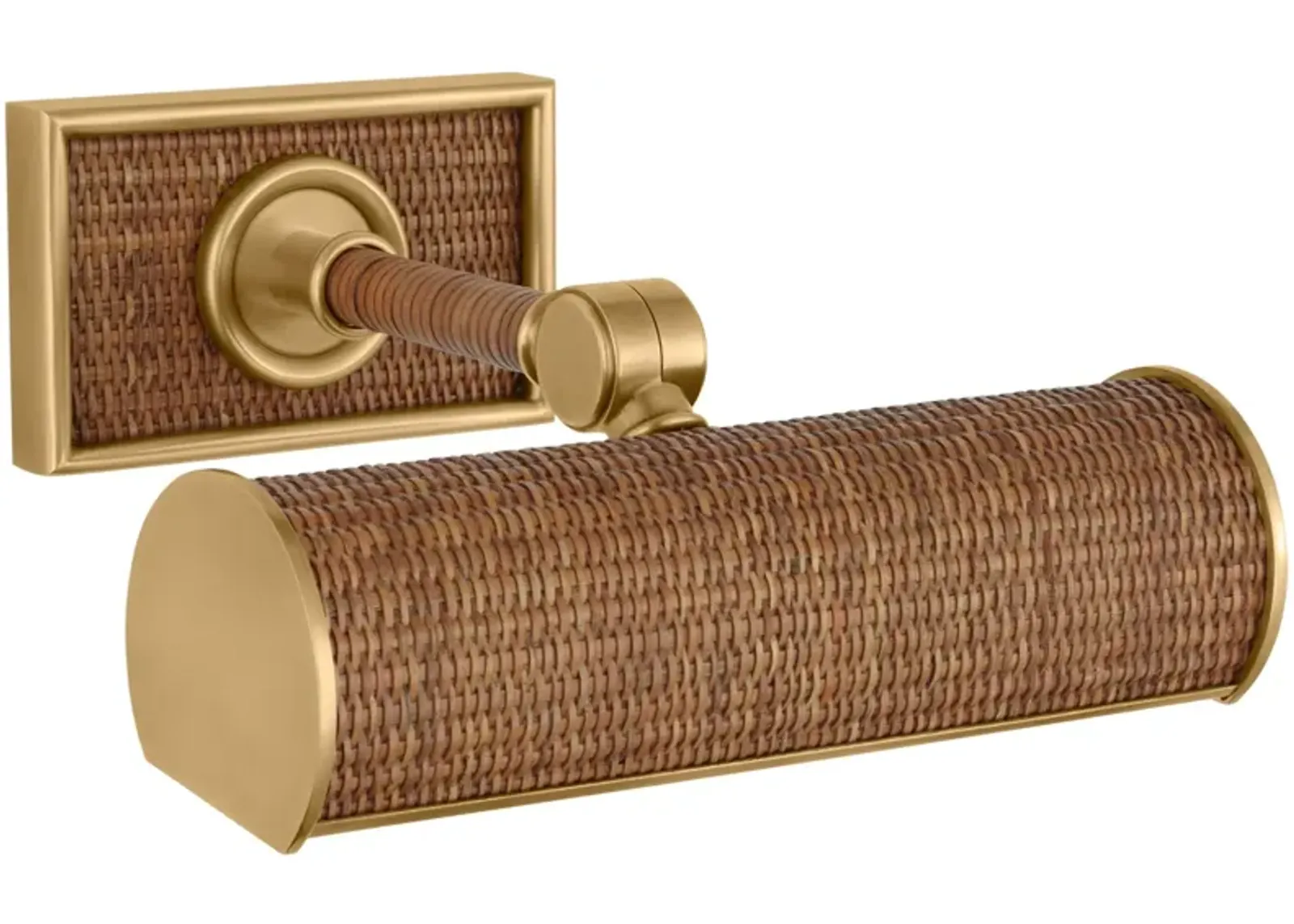 Halwell 8" Picture Light in Brass and Natural Woven Rattan