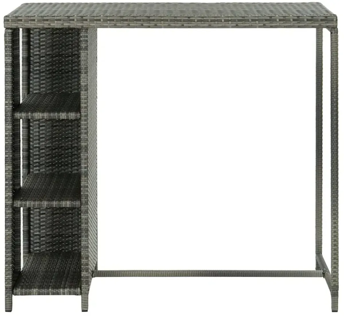 vidaXL Bar Table with Storage Rack Gray 47.2"x23.6"x43.3" Poly Rattan, 313477