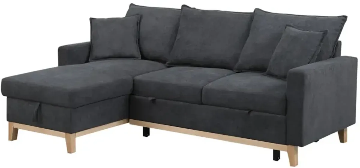 Colton Dark Gray Woven Reversible Sleeper Sectional Sofa With Storage Chaise