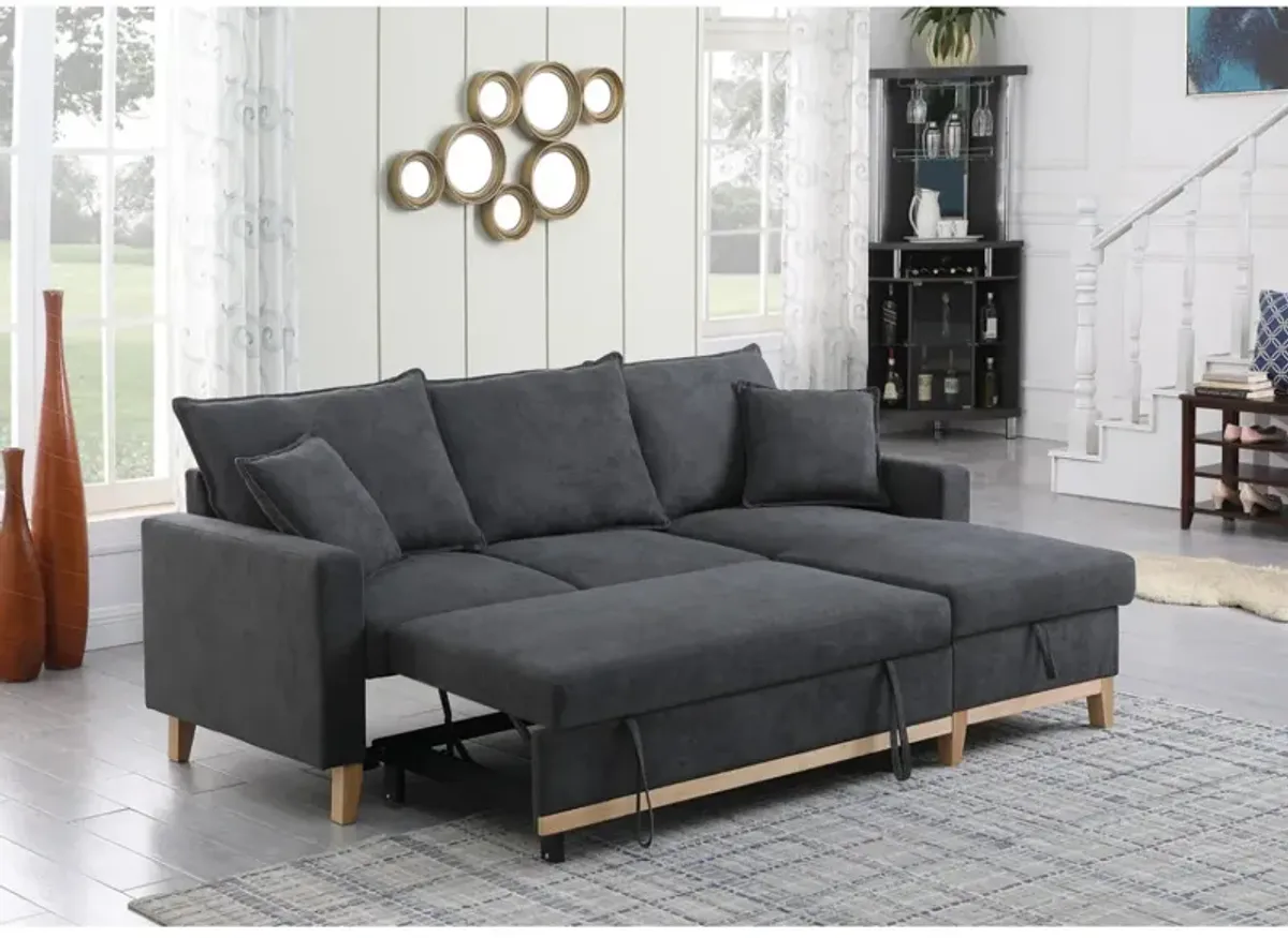 Colton Dark Gray Woven Reversible Sleeper Sectional Sofa With Storage Chaise