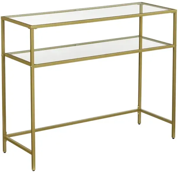 Hivvago Gold Color Glass Console Sofa Table