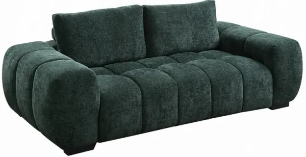 Errand Sofa, Dark Green Chenille, Foam Cushions, Pine Wood, 84 Inch - Benzara