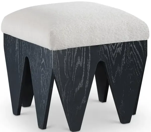 Meridian Furniture Altair Cream Velour Fur Fabric Bench