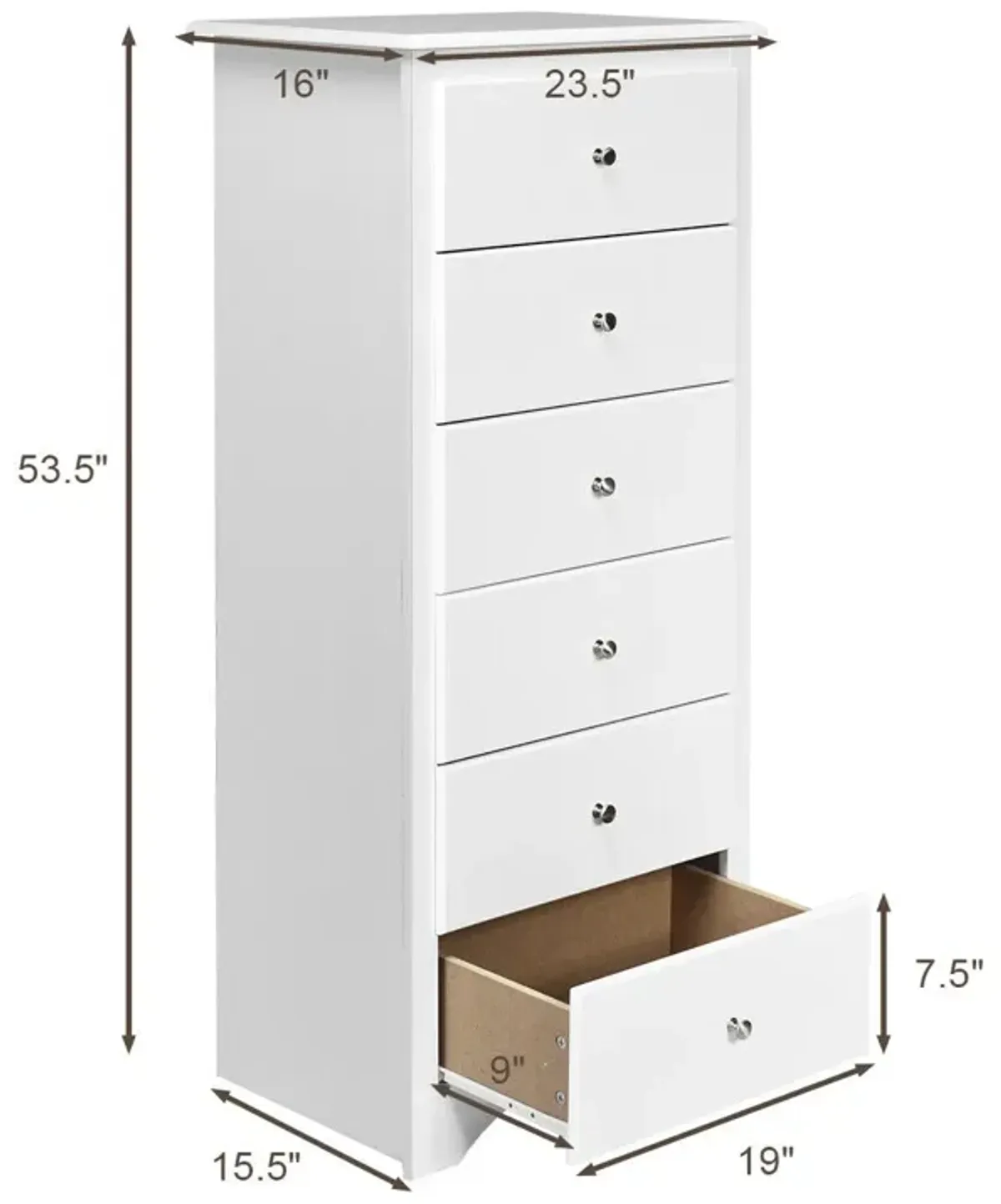 6 Drawers Chest Dresser Clothes Storage Bedroom Furniture Cabinet-White