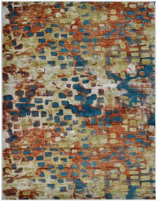RUGSOTIC CARPETS MACHINE MADE HEATSET POLYPROPYLENE AREA RUGS  - 10'x13', Rectangle Shape, Caramel Blue Color, Contemporary Modern Design, Midium Pile Machine Made Area Rugs (M00040)