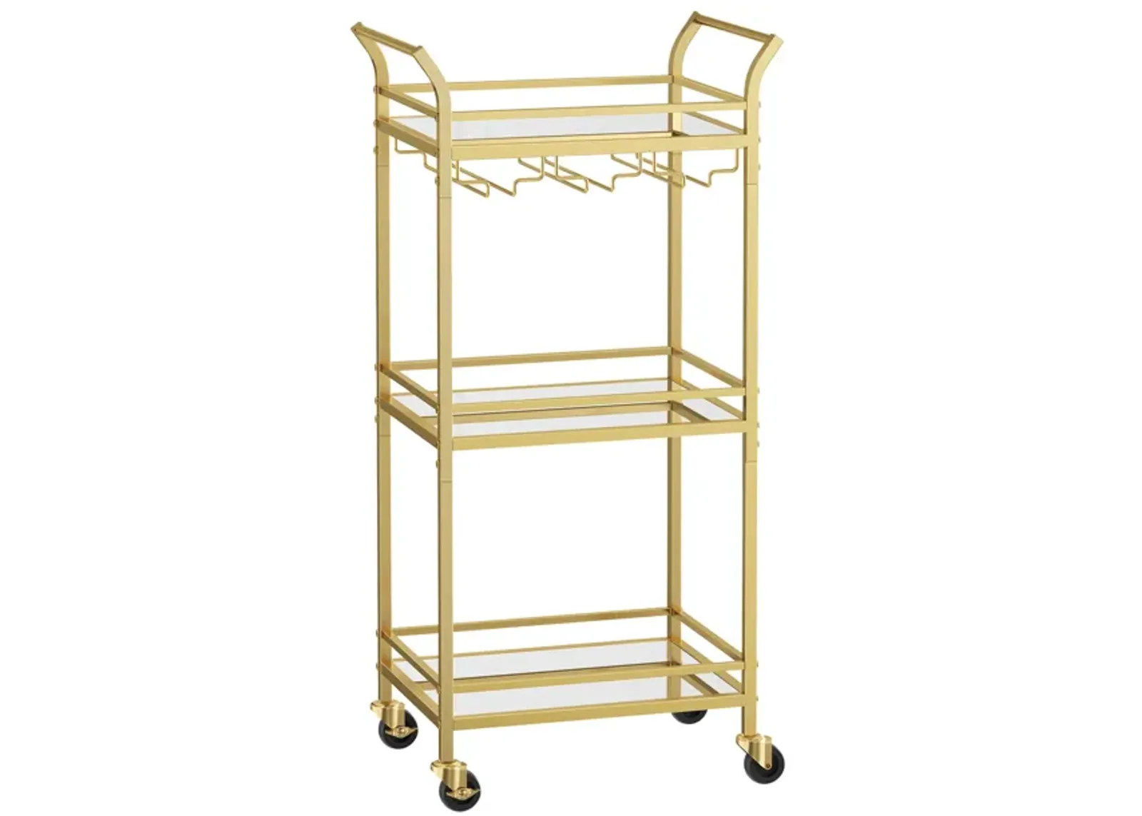 Small Bar Cart with 3-Tier Mirrored Shelves – Elegant Mobile Drink Station for Entertaining