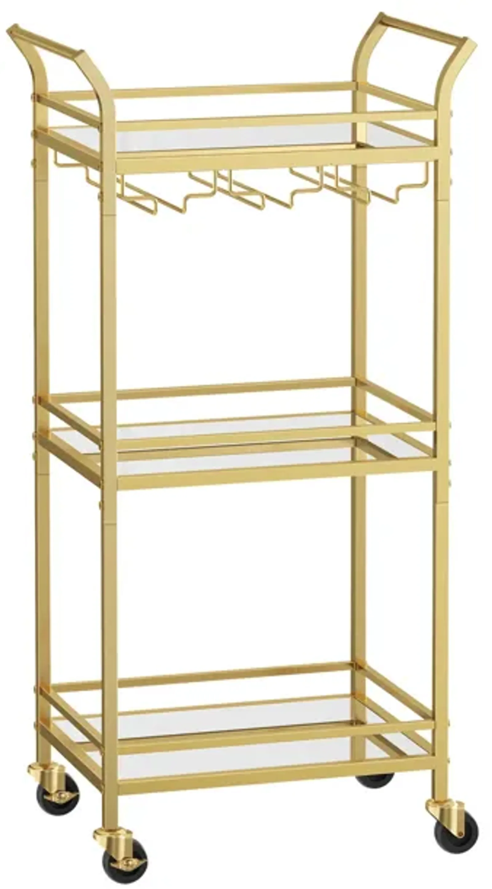 Small Bar Cart with 3-Tier Mirrored Shelves – Elegant Mobile Drink Station for Entertaining