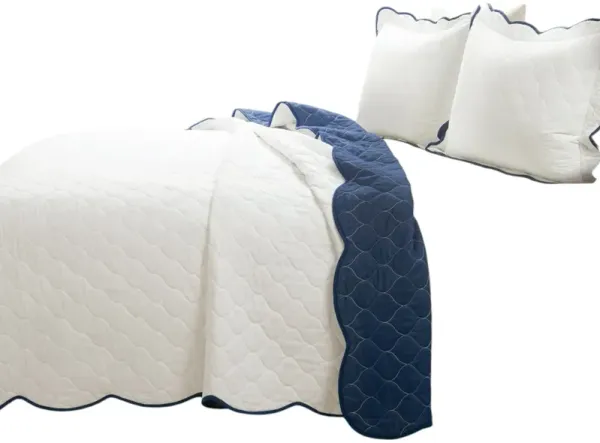 Scalloped Edge Reversible Thin Light Quilt Set for Cozy Bedding and Bedroom Decor