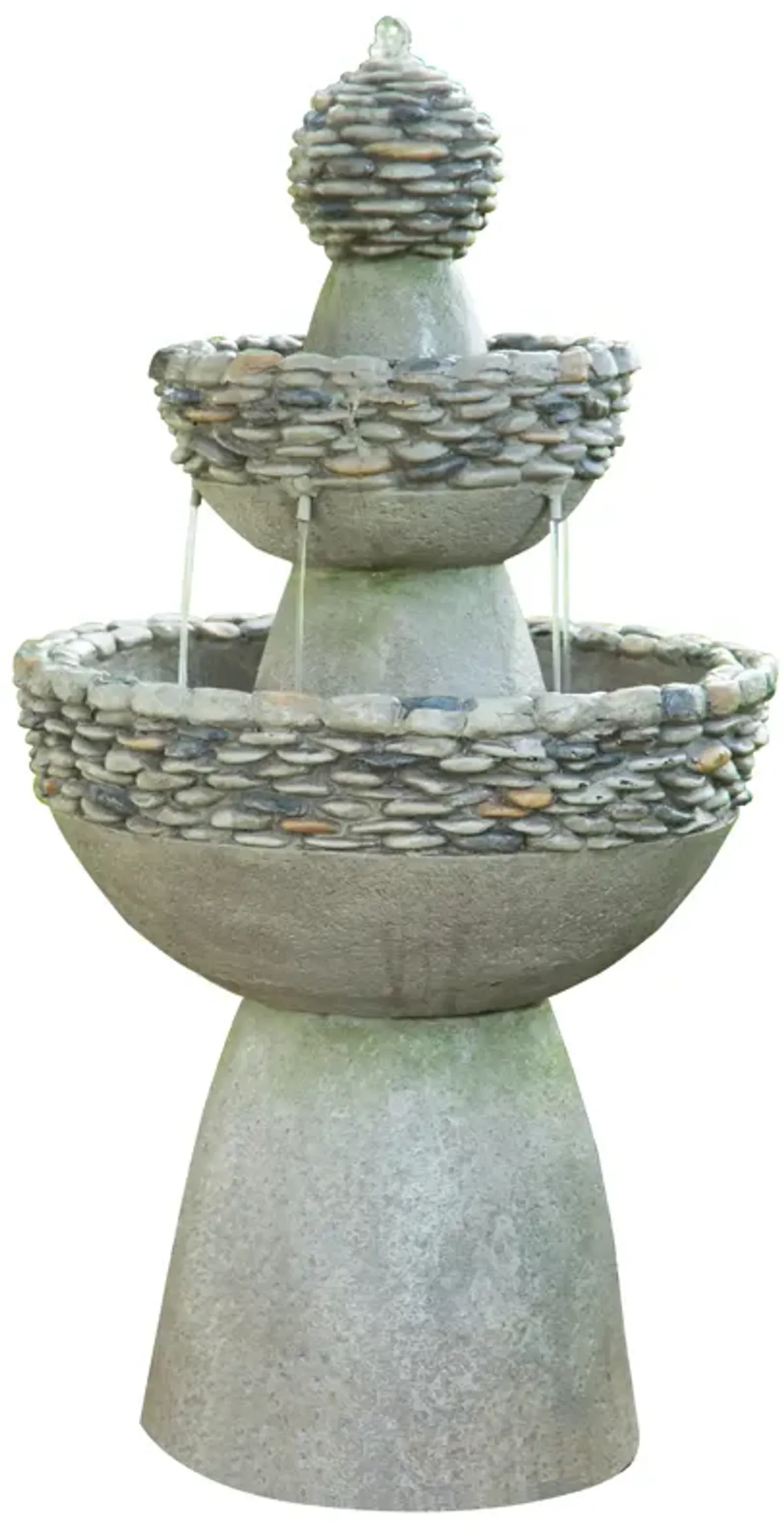 Teamson Home Outdoor Stone-Look 3-Tier Pedestal Floor Fountain, Gray