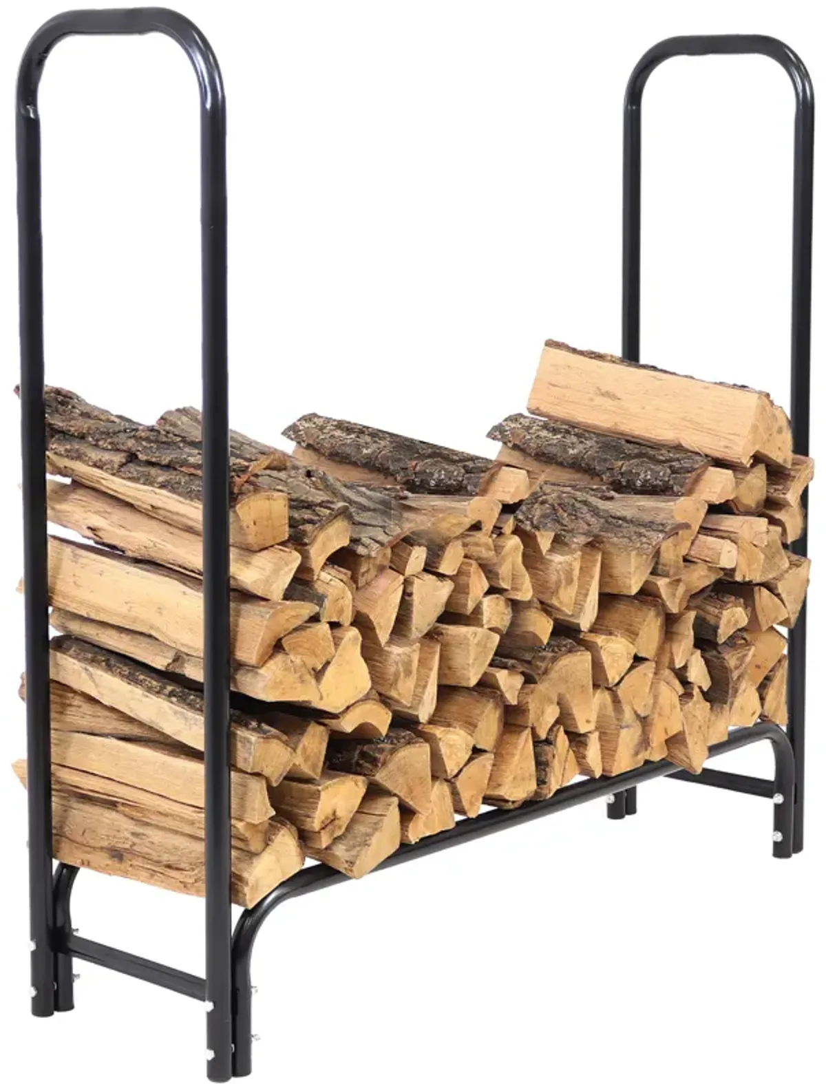 Sunnydaze Steel Indoor/Outdoor Firewood Log Rack - Black