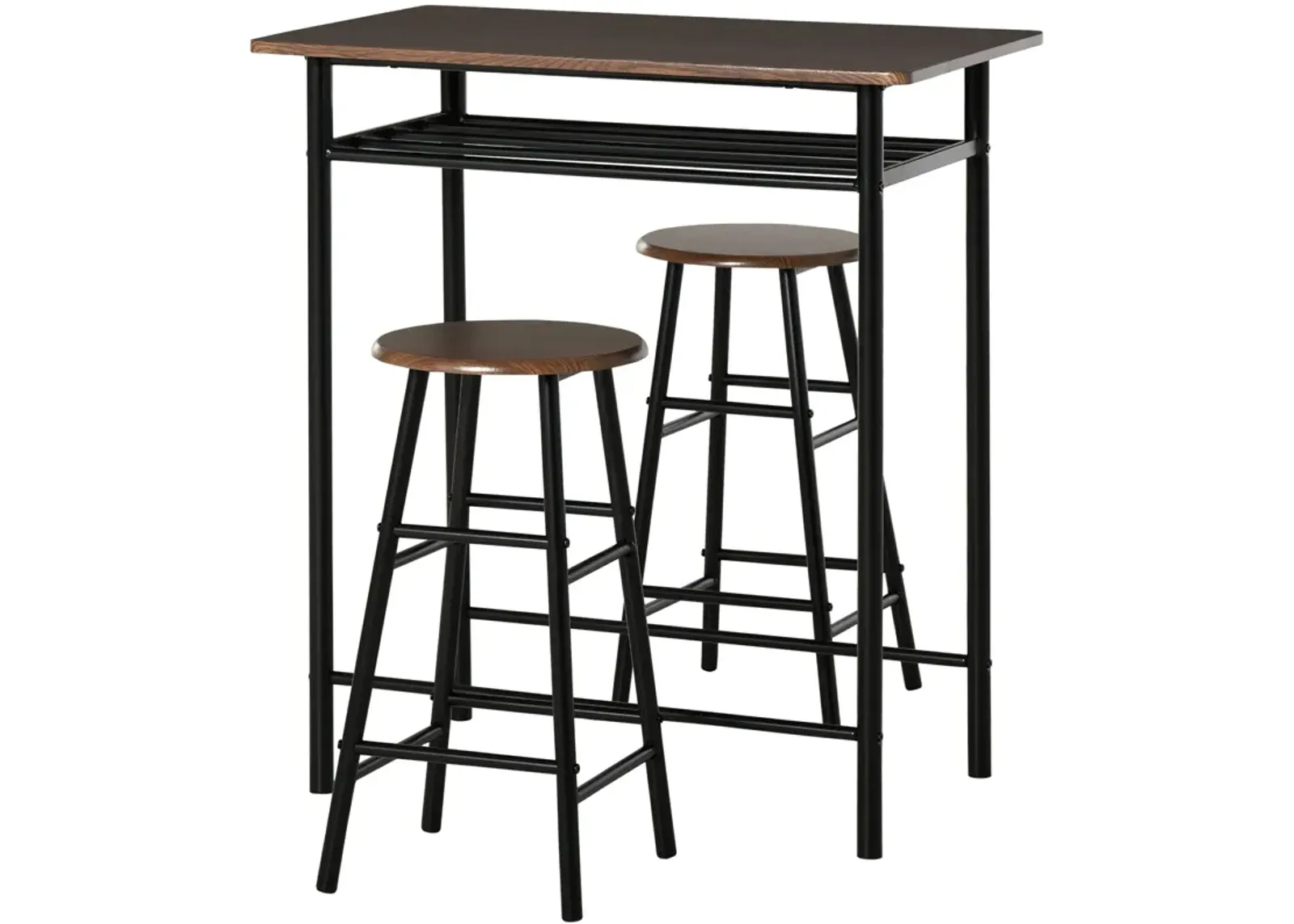 Brown/Black Bistro Set: 3-Piece Counter Height Table and Stools