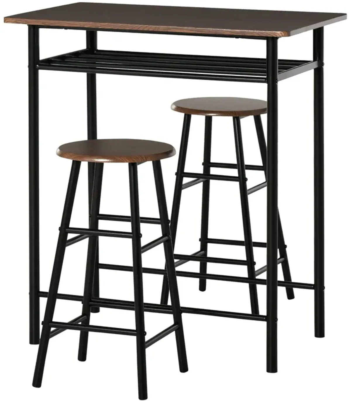 Brown/Black Bistro Set: 3-Piece Counter Height Table and Stools