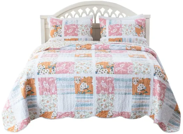 Greenland Home Everly Shabby Chic 3 Pieces Quilt Set, King/California King, Blue