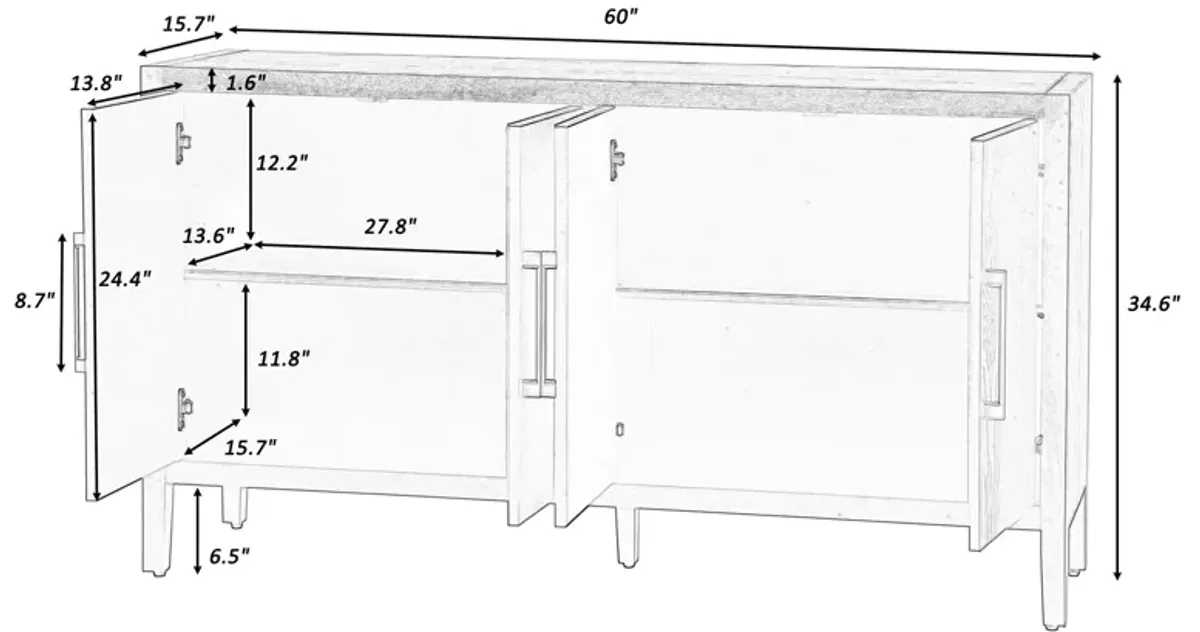 Merax Retro Storage Cabinet Sideboard with Adjustable Shelves