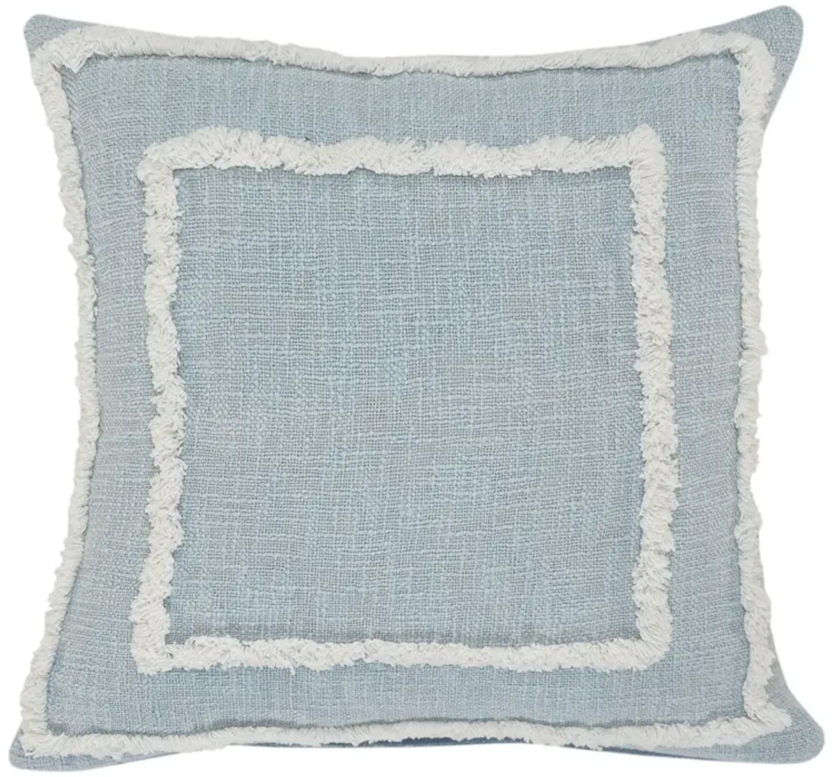 20" Blue and White Tufted Square Throw Pillow