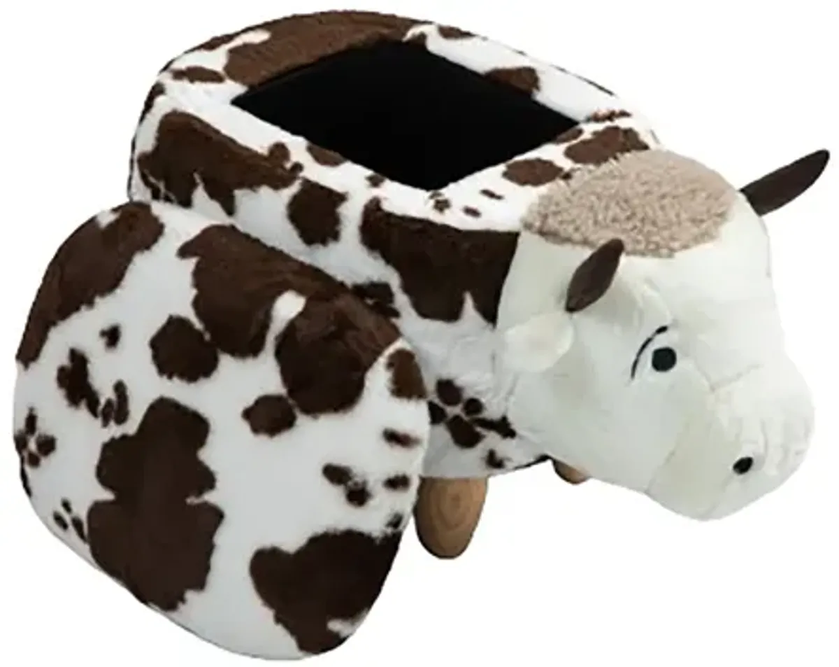 White and Brown Cow Animal Storage Ottoman