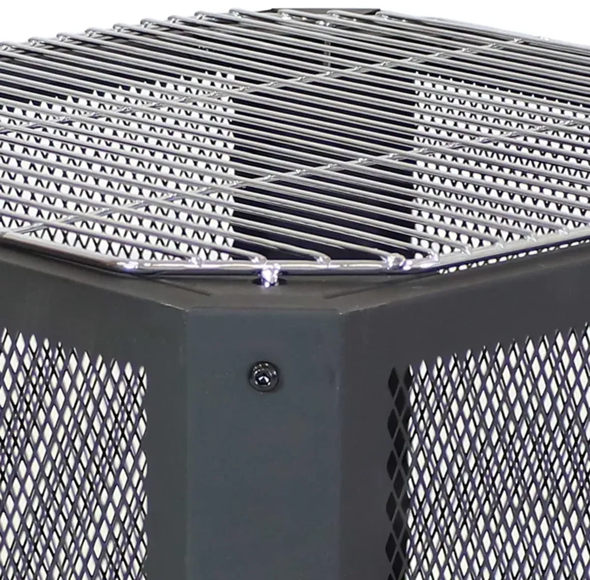 Sunnydaze 16 in Grelha Square Steel Fire Pit with Grilling Grate - Black