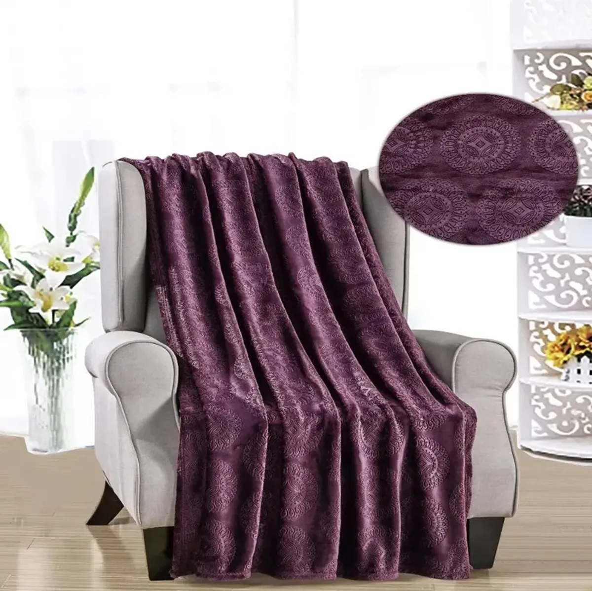 Ceasar Soft Plush Contemporary Embossed Collection All Season Throw