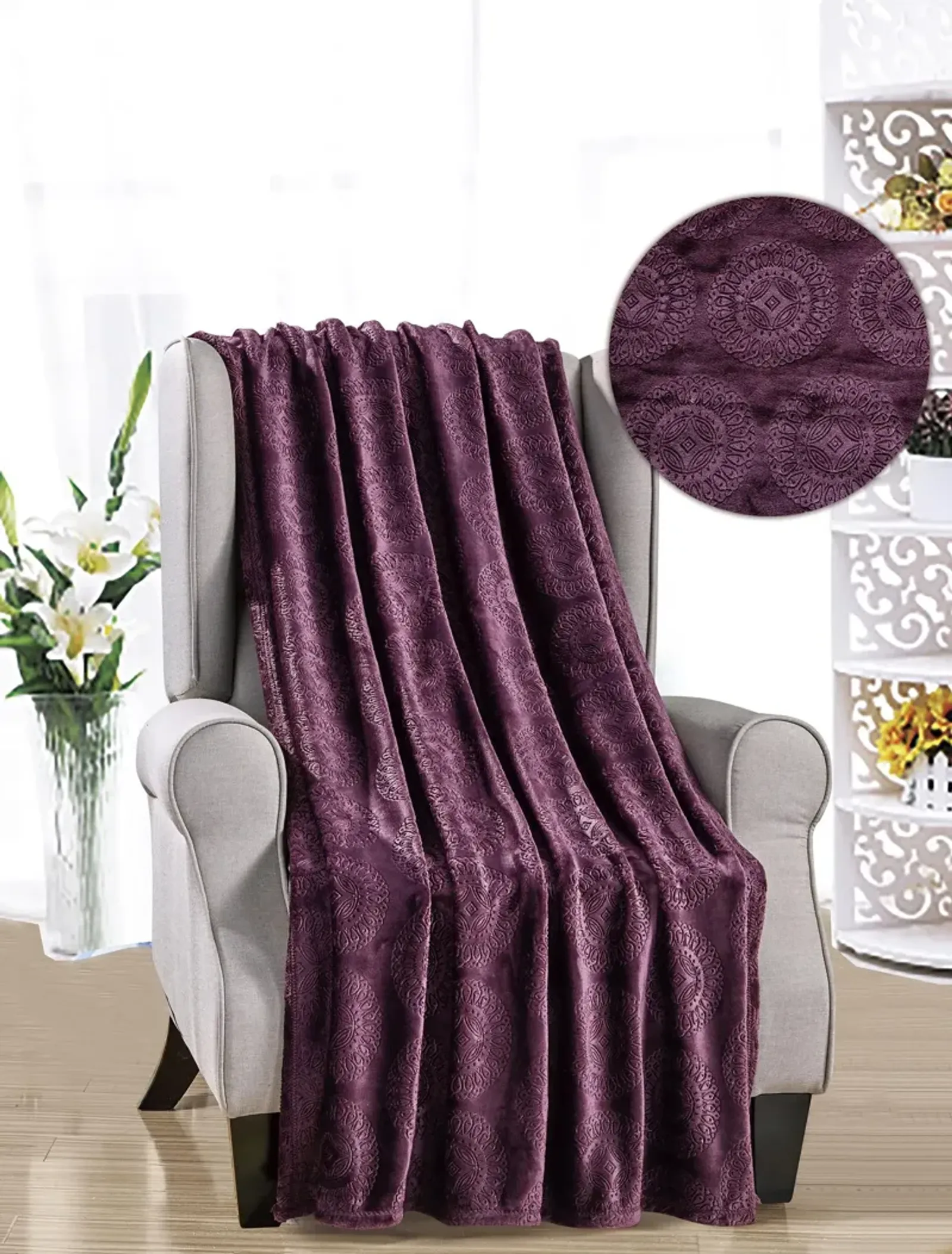 Ceasar Soft Plush Contemporary Embossed Collection All Season Throw