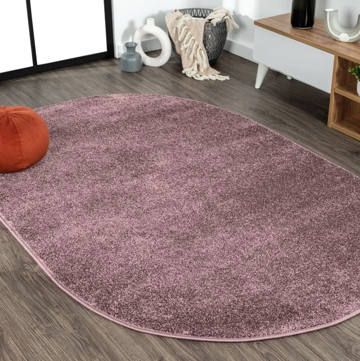 Haze Solid Low Pile Round Area Rug