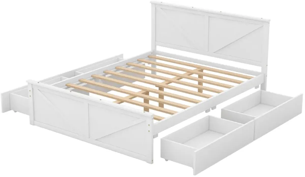 Merax Wooden Platform Bed with 4 Drawers