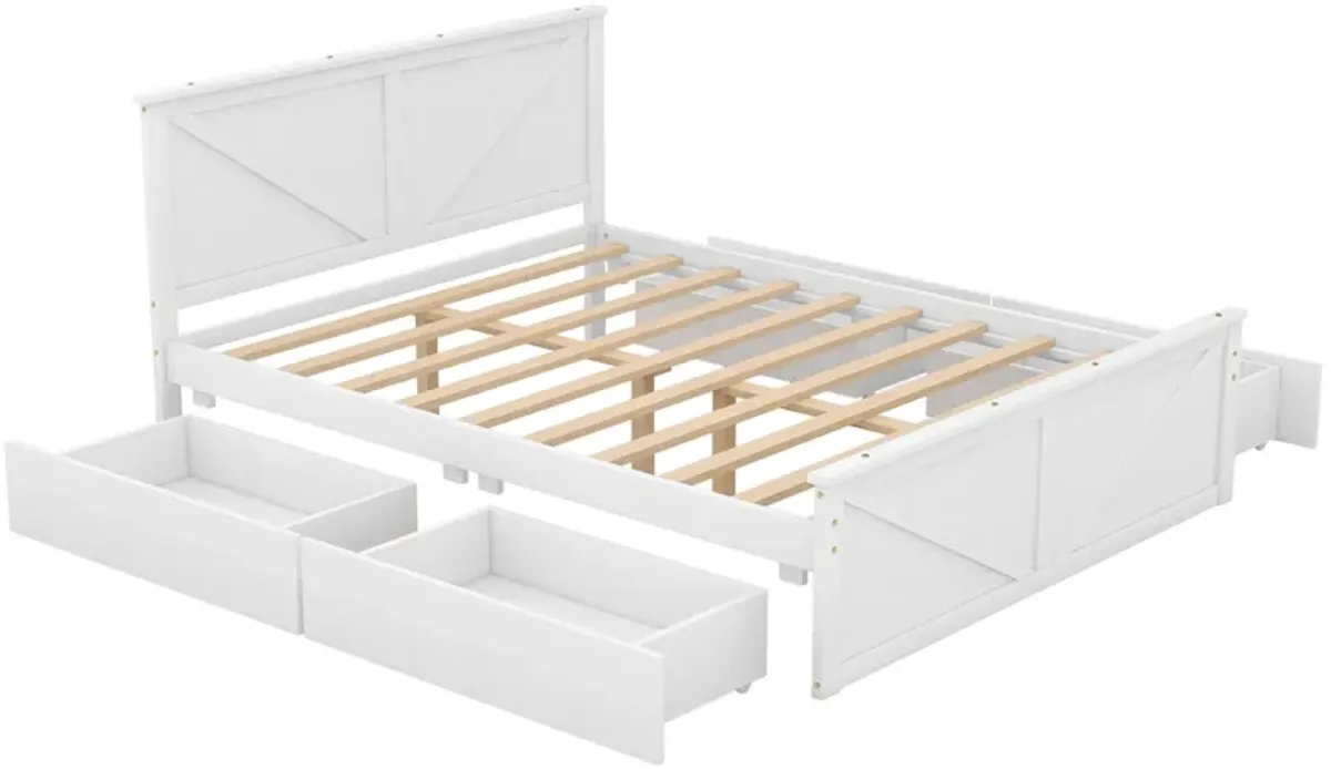 Merax Wooden Platform Bed with 4 Drawers