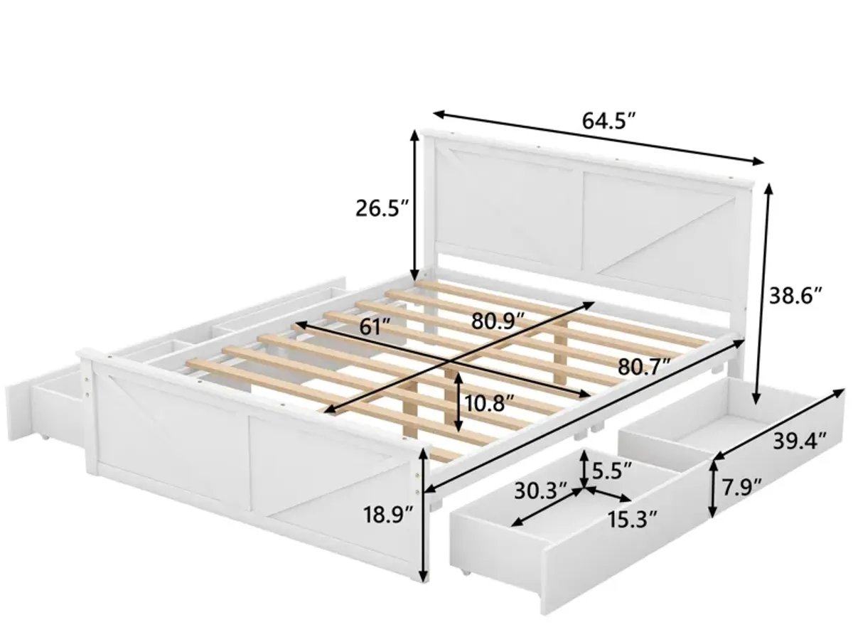 Merax Wooden Platform Bed with 4 Drawers