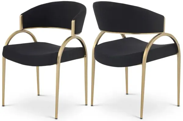 Meridian Furniture Privet Black Linen Textured Fabric Dining Chair, Set of 2