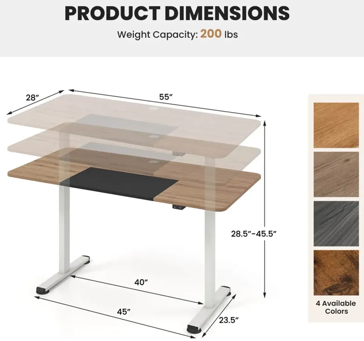 Costway Electric Height Adjustable Standing Desk, Sit to Stand Computer Workstation Home Office Desk