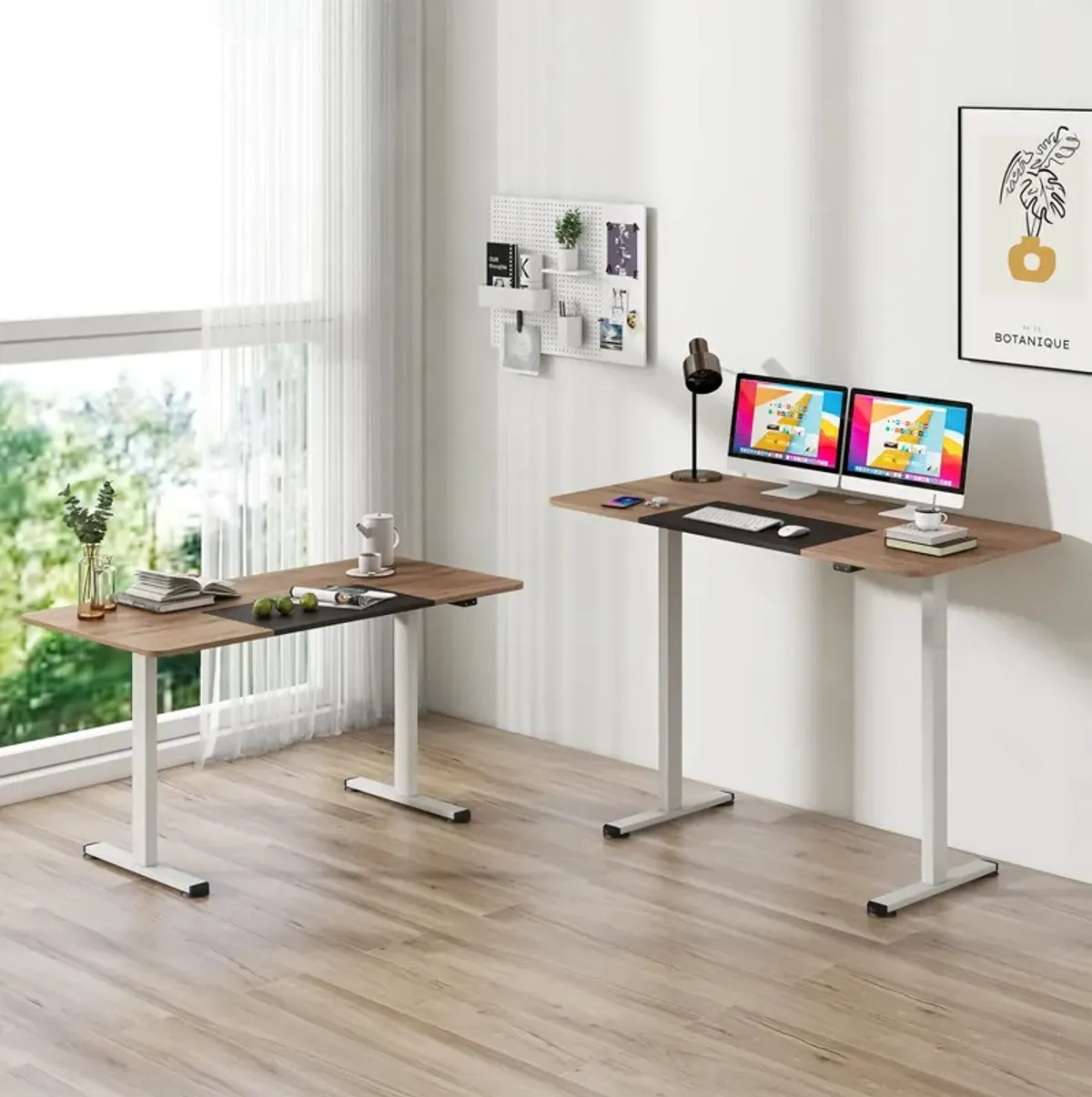 Costway Electric Height Adjustable Standing Desk, Sit to Stand Computer Workstation Home Office Desk