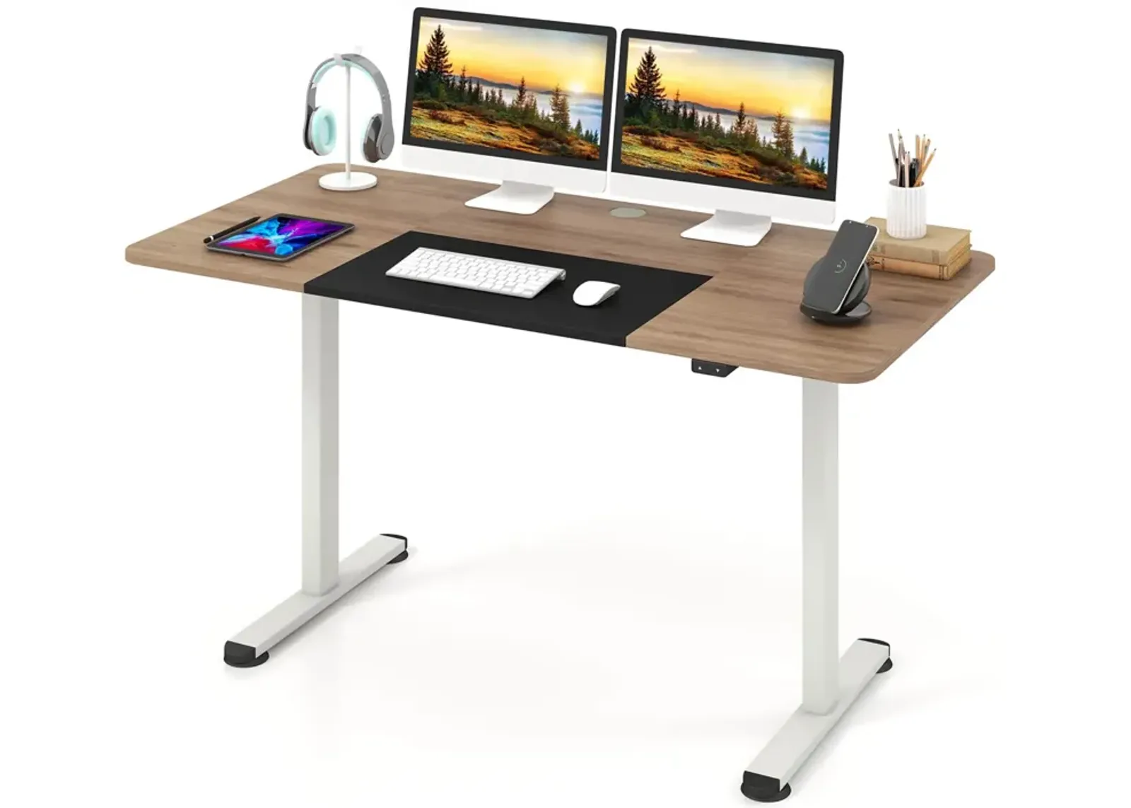 Costway Electric Height Adjustable Standing Desk, Sit to Stand Computer Workstation Home Office Desk