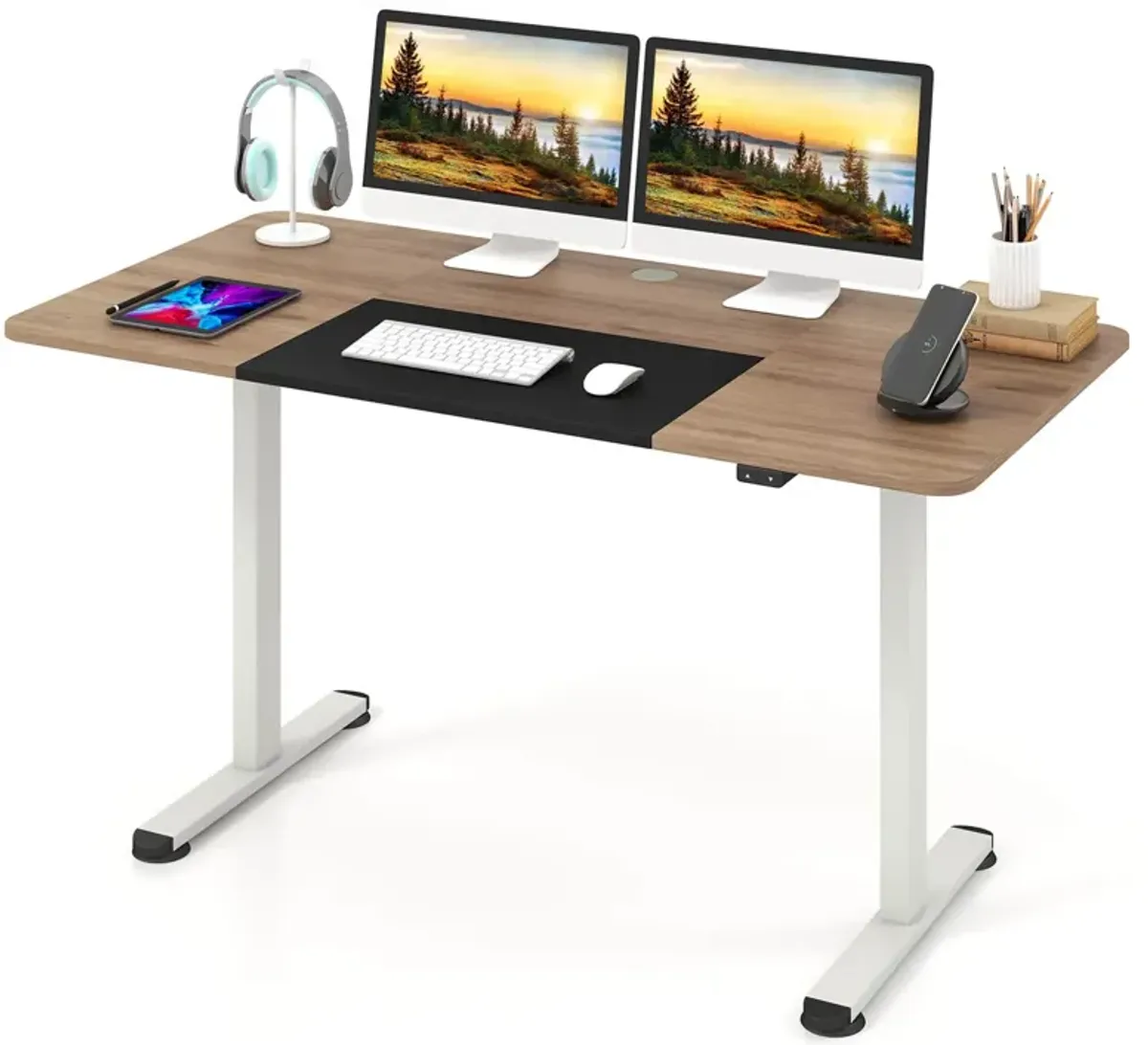 Costway Electric Height Adjustable Standing Desk, Sit to Stand Computer Workstation Home Office Desk