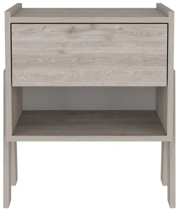 DEPOT E-SHOP Echo Nightstand, One Open Shelf, One Drawer, Countertop, Four Legs -Light Grey, For Bedroom
