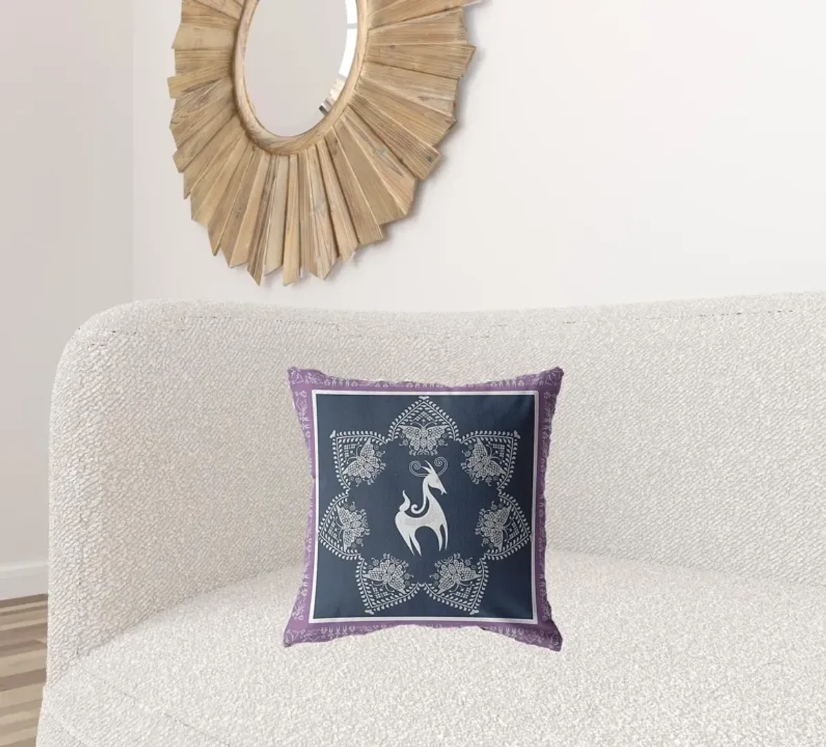 Hivvago 18"Navy Purple Horse Zippered Suede Throw Pillow