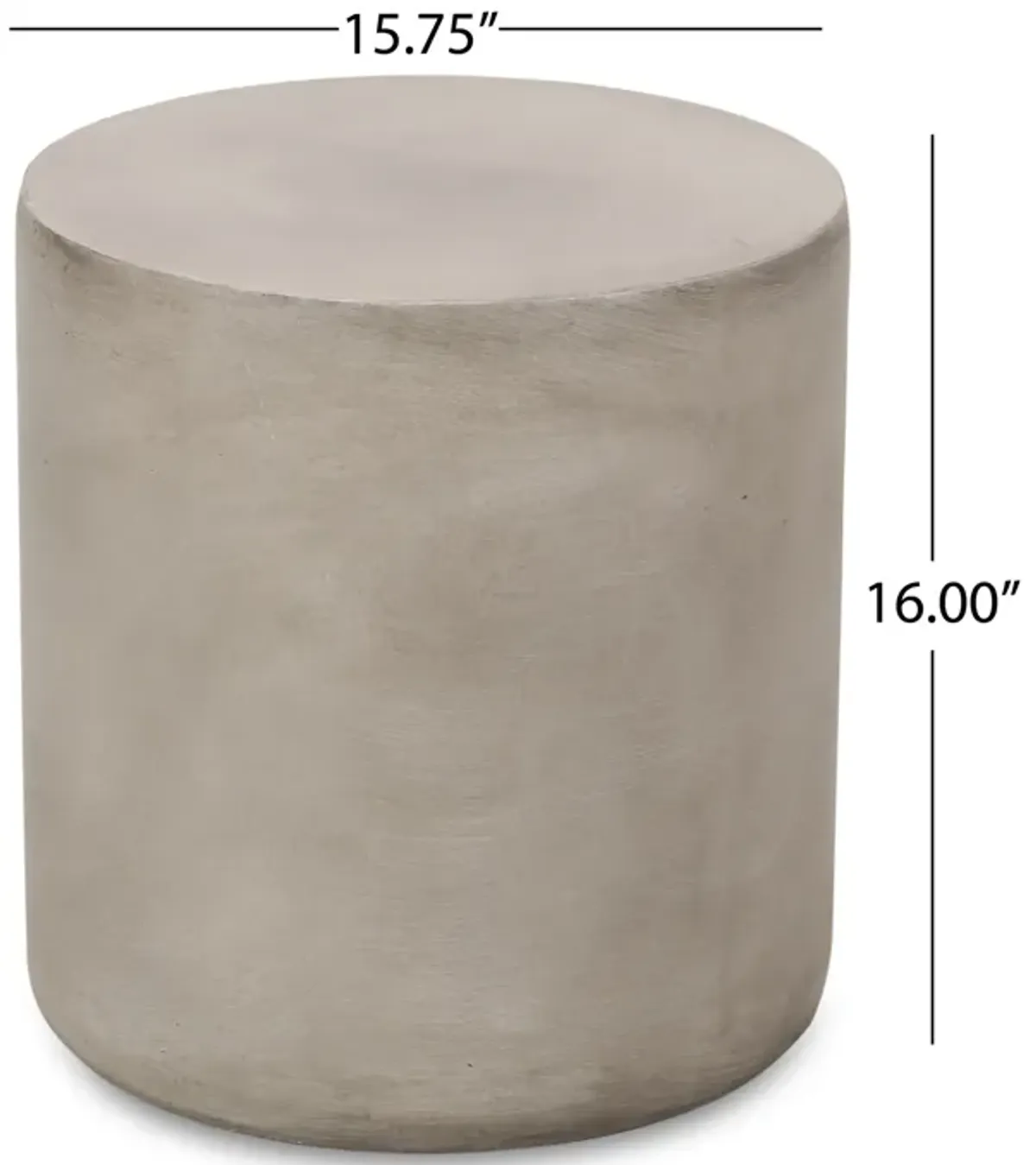 Outdoor Side Table, 16 Inch Round, Elegant Light Gray Faux Cement - Benzara