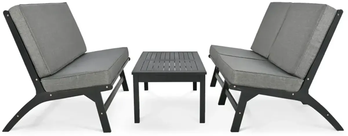 Acacia Wood Outdoor Sofa Set with V-Shaped Seats