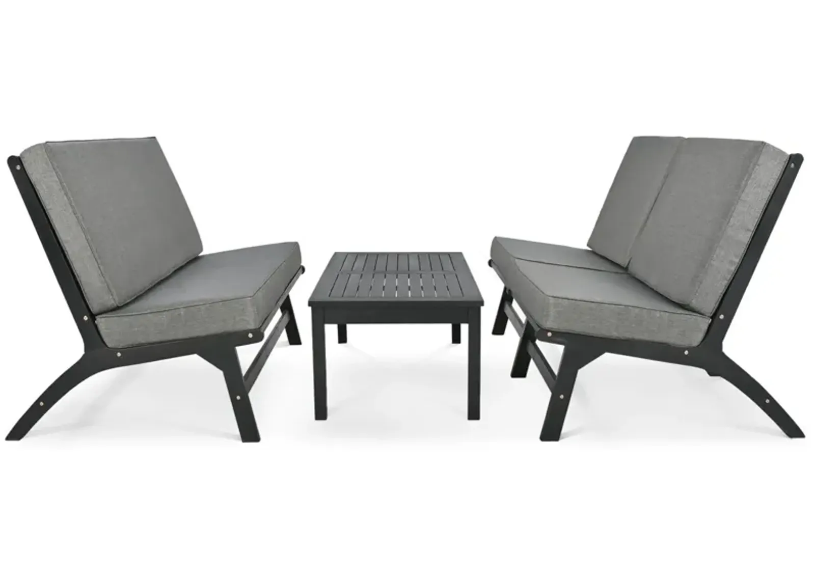 Acacia Wood Outdoor Sofa Set with V-Shaped Seats