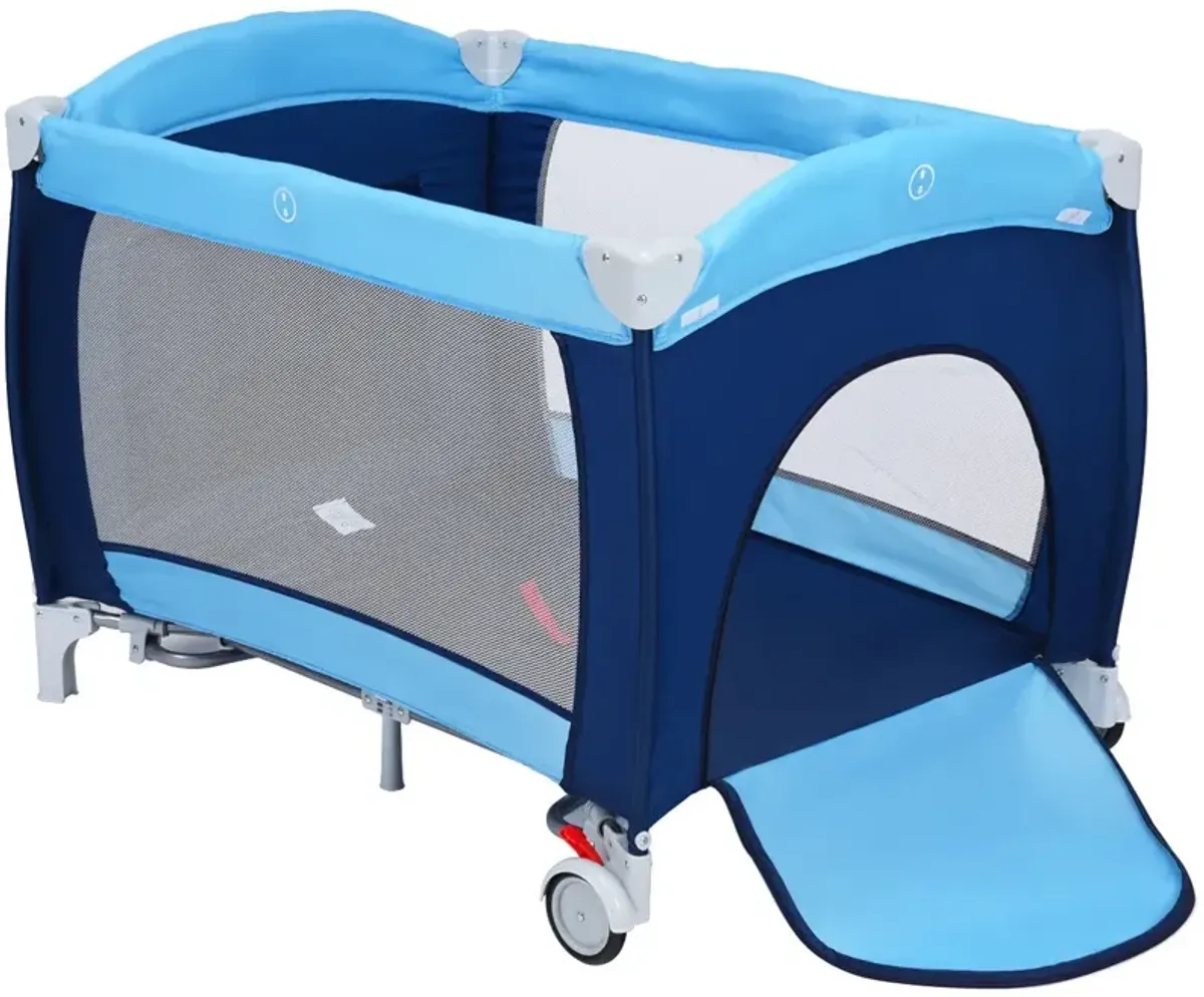 Foldable Baby Crib Playpen with Mosquito Net and Bag