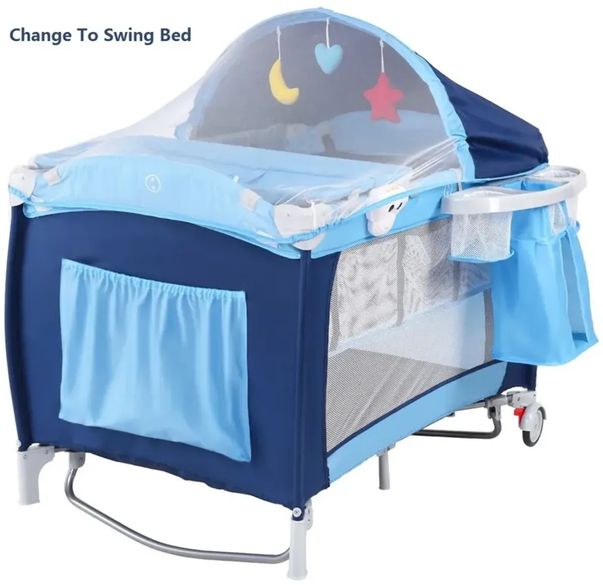 Foldable Baby Crib Playpen with Mosquito Net and Bag