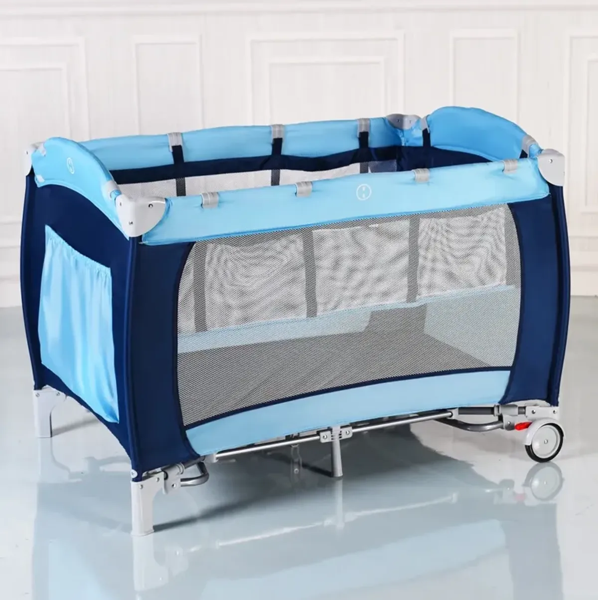 Foldable Baby Crib Playpen with Mosquito Net and Bag