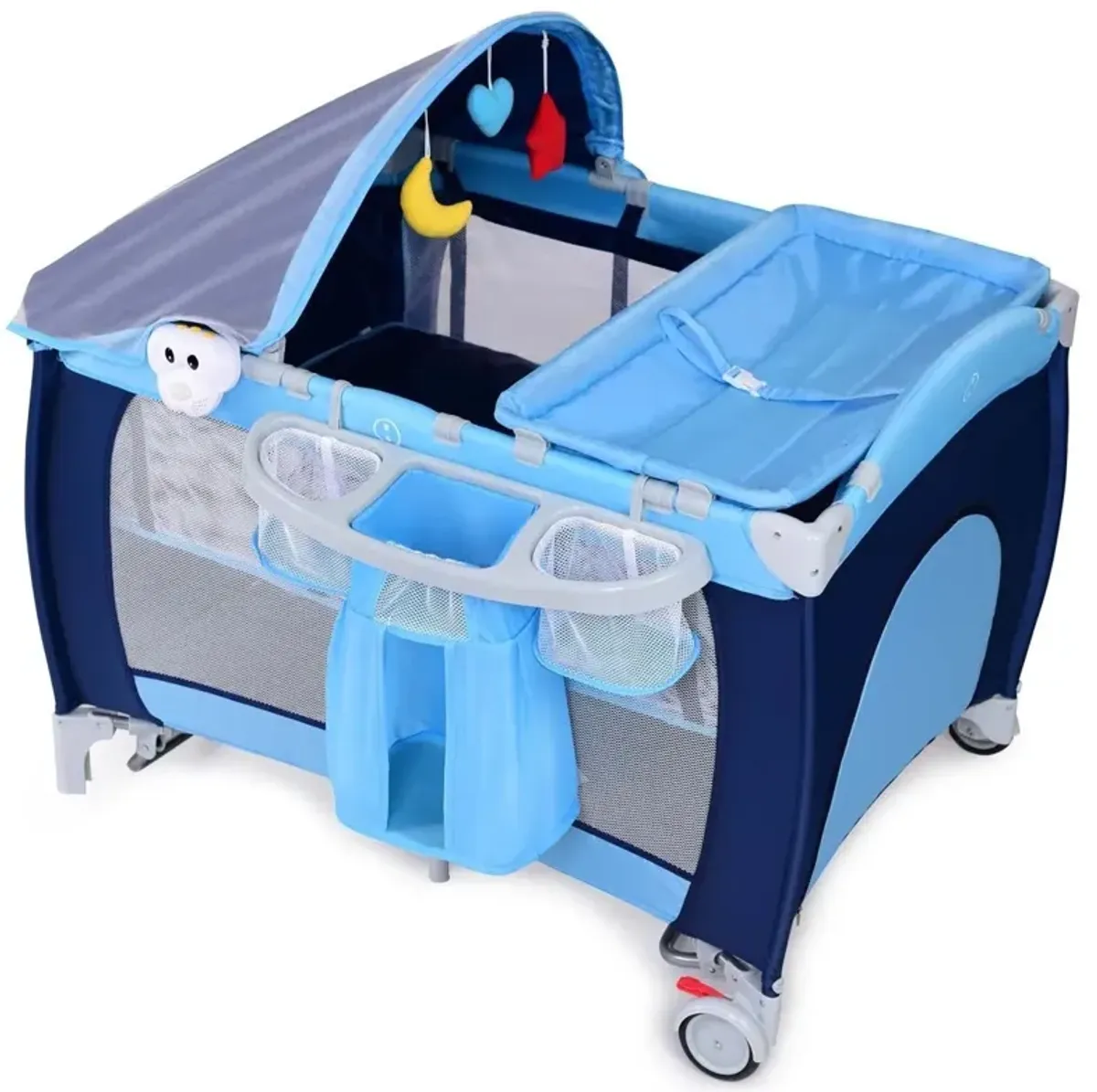 Foldable Baby Crib Playpen with Mosquito Net and Bag