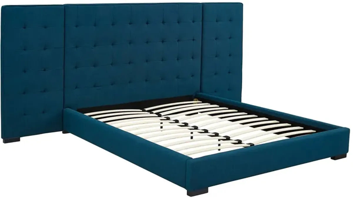 Modway Sierra Tufted Upholstered Fabric Queen Platform Bed Frame With Headboard In Azure