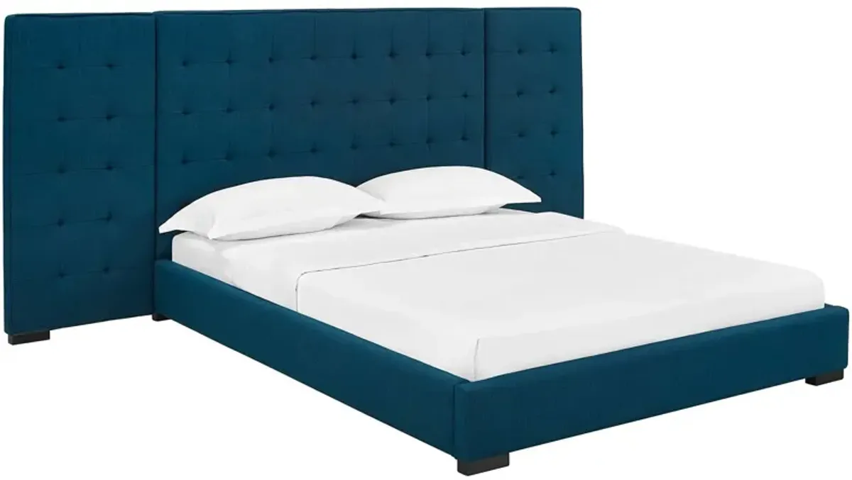 Modway Sierra Tufted Upholstered Fabric Queen Platform Bed Frame With Headboard In Azure