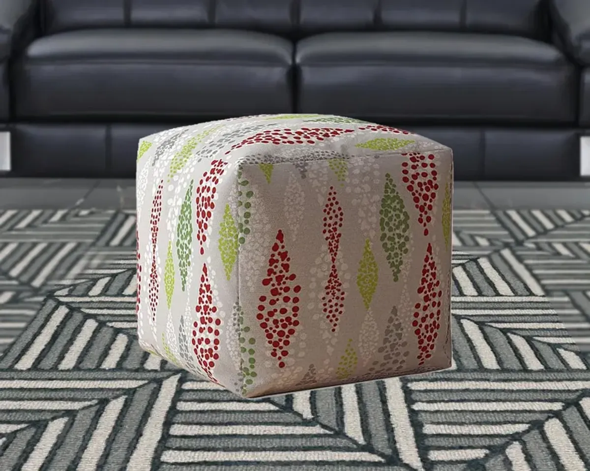 Hivvago 17" Green And Red Cotton Polka Dots Pouf Ottoman