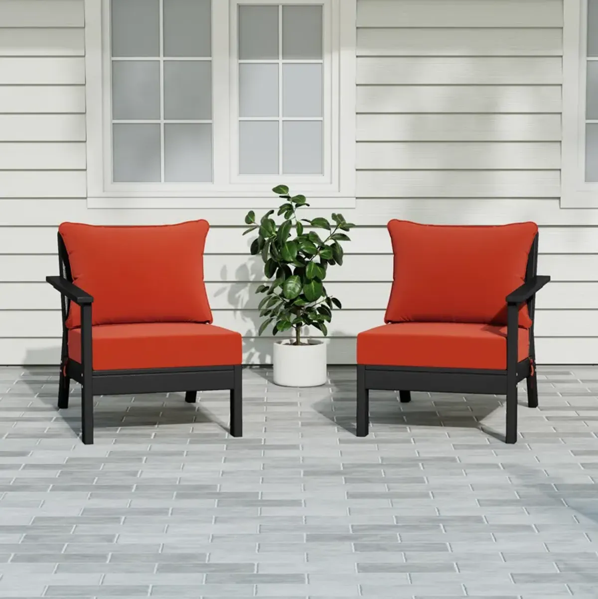 WestinTrends Outdoor Patio HDPE Loveseat Sofa with Patio Cushions