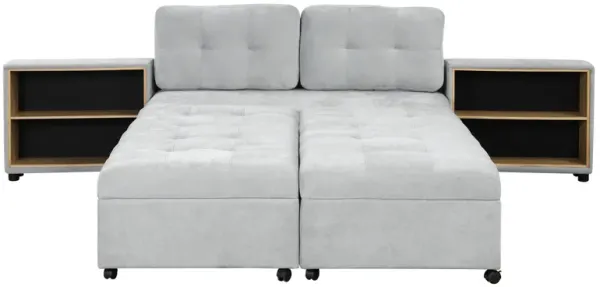 Merax Chenille Sofa Bed Modular Sofa Free-combined Sofa with 2 Storage Racks
