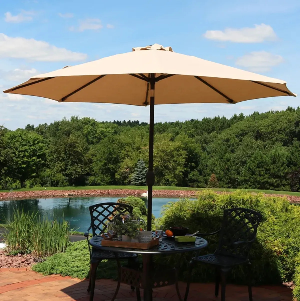 Sunnydaze 9 ft Sunbrella Patio Umbrella with Tilt and Crank